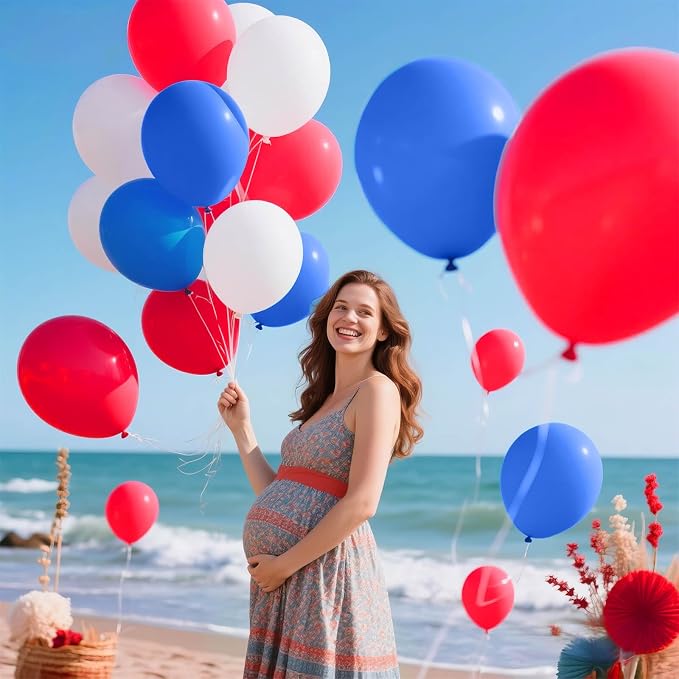 Red White Blue Latex Balloons 68 Pack, 12 Inch Patriotic Balloons - Image 5