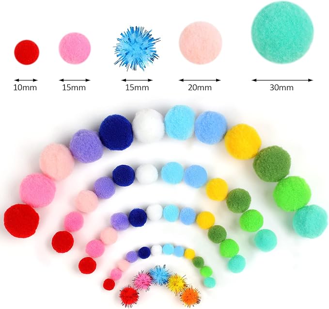 Phinus 900 PCS Pom Poms, Soft and Fluffy Craft Pom Poms, - Image 2