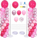 Pink Balloon Column Stand Kit 2 Sets, Hot Pink Balloon Towers | 102Pcs Light by ZyloonDecoration