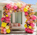 Pink Yellow Balloon Arch Double Stuffed Baby Pink Peach Balloons | Different by Captank