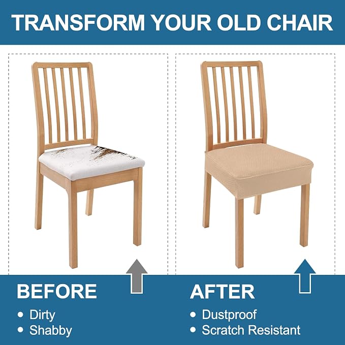 Smiry Waterproof Seat Covers for Dining Room Chairs, No Rear Covers | Stretch - Image 7