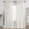 Extra Long Beige White Curtains 108 Inch Length 2 Panels Set by Nanspring