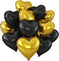 Black Gold Heart Balloons, 18Inch Gold Helium Balloon by Adorely