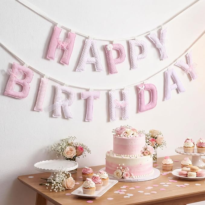 Pre-strung Happy Birthday Banner Sign Reusable Felt Happy Birthday Garland - Image 4
