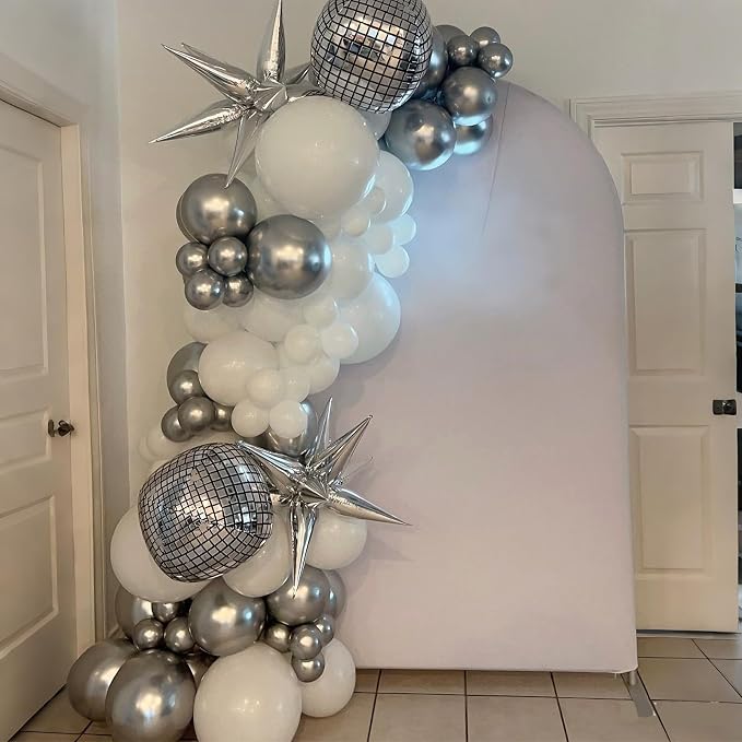 White And Silver Balloons, Pearl White Silver Balloons, Confetti Latex Balloon - Image 4