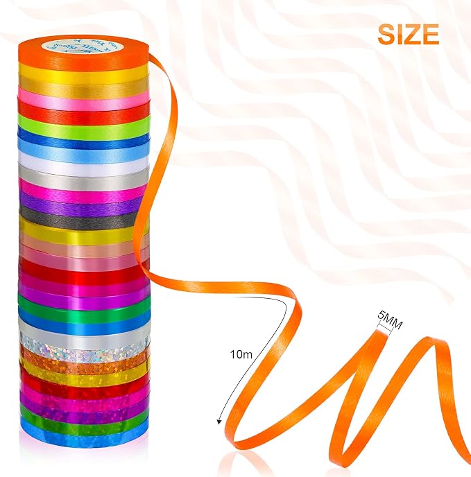 30 Rolls Curling Ribbons 1/5" Wide x 11 Yards 330 Yards Shiny Plastic Balloon - Image 3