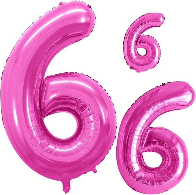 Hot Pink Foil Balloons Number 6, Huge Number Balloons by GOER
