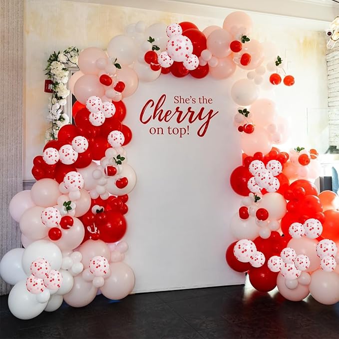 Cherry Balloons, 12 Inch Red and Pink Balloons Cherry on Top Balloon Pastel - Image 7