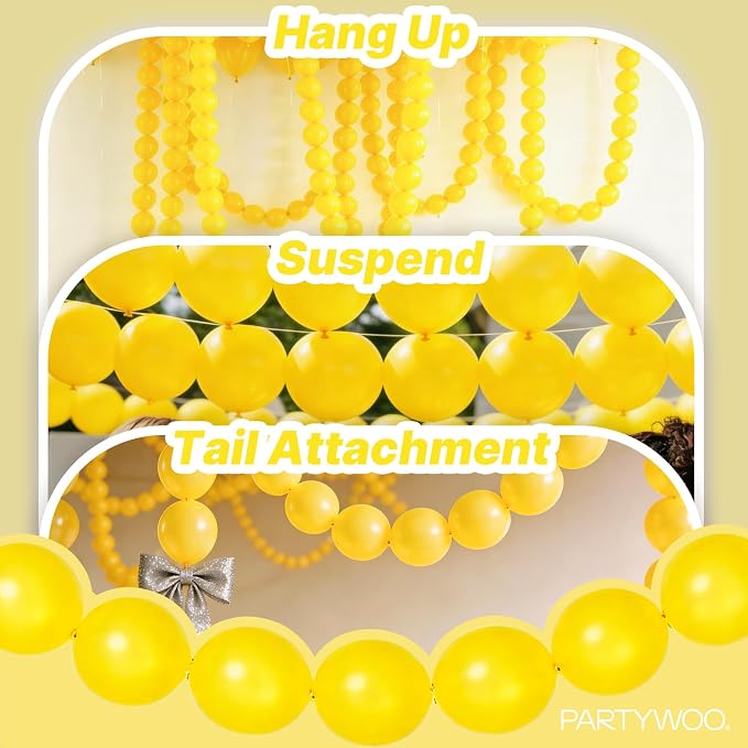 PartyWoo Yellow Linking Balloons 100pcs 6 Inch Yellow Link Balloons | - Image 6