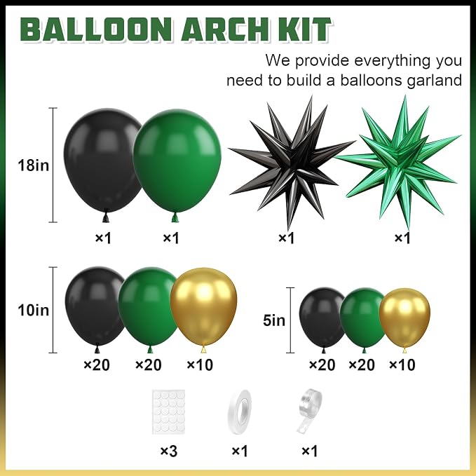 Green Black Balloon Arch Kit, Balloon Garland - Image 2