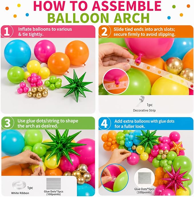 145Pcs Summer Tropical Balloon Arch Kit, Hawaiian Theme Balloon Garland - Image 4