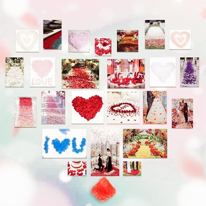 1000Pieces Rose Petals, Artificial Flower Petals Fake Rose Petals for Romantic Night,Wedding,Proposal Anniversary Flower Decorations (Silver)