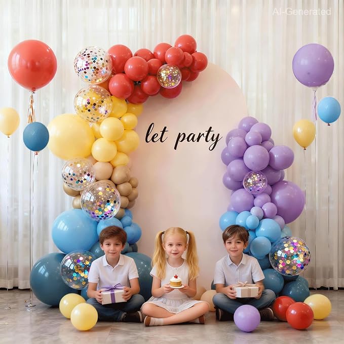 Boho Rainbow Balloon Arch Kit, Retro Blue - Image 3