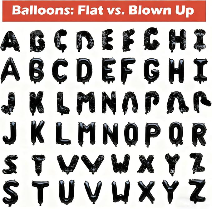 36 Pcs Black Letter Balloons, Custom A-Z Set - Image 4
