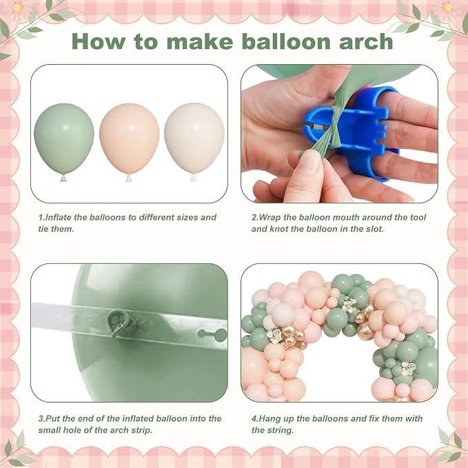 157Pcs Dusty Pink Green Balloons Garland Arch Kit Different Size | Sand White - Image 7