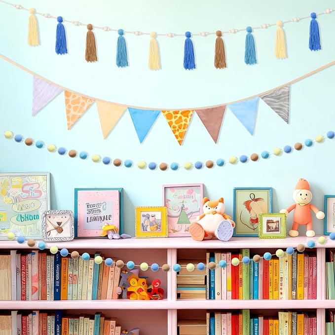 Hahafelt 4 Pcs Baby Shower Party Decoration Kit Pennant Bunting Banner Tassel - Image 8