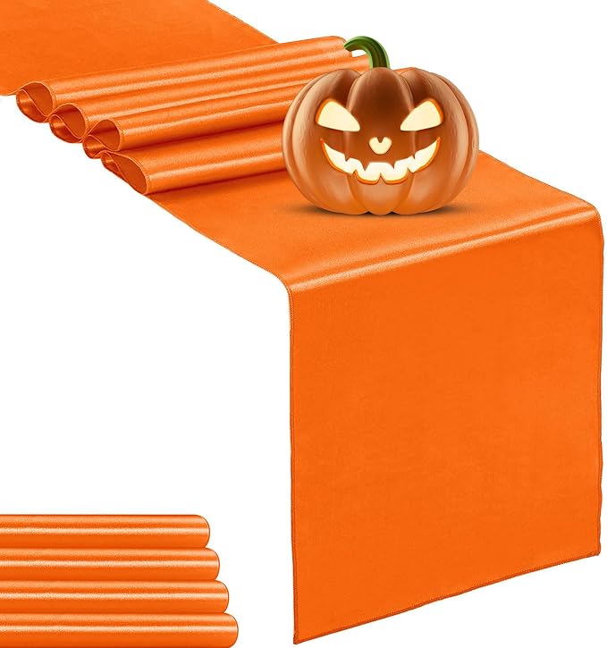 5-Pack Satin Table Runner Orange 12 x 108 inches Long, Table Runners by Hahuho