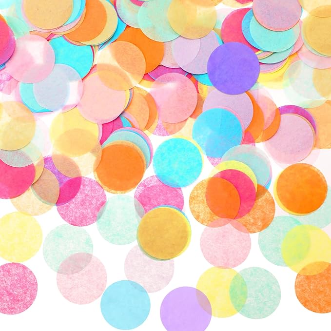 MARFOREVER 5.4oz Multicolor 1 Inch Round Tissue Paper Confetti, Round Confetti Birthday Scatter Table Rainbow Sprinkles Circle Dots for Wedding Baby Shower Crafts Christmas Party Decorations