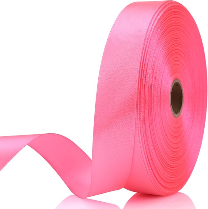 7/8 Inch 60 Yards Pink Satin Craft Ribbon-Single Face Polyester Ribbon by Unknown