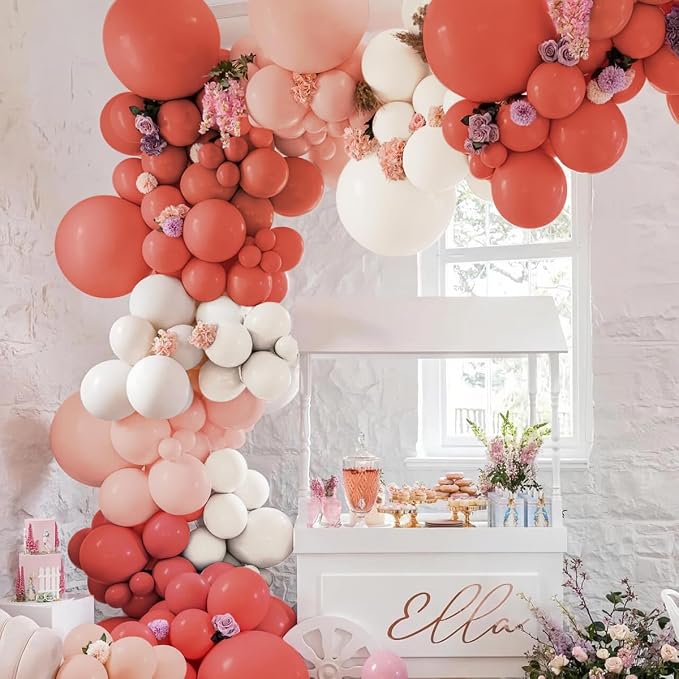 Dusty Orange White Nude Pink Balloon Garland Arch Kit - Image 4