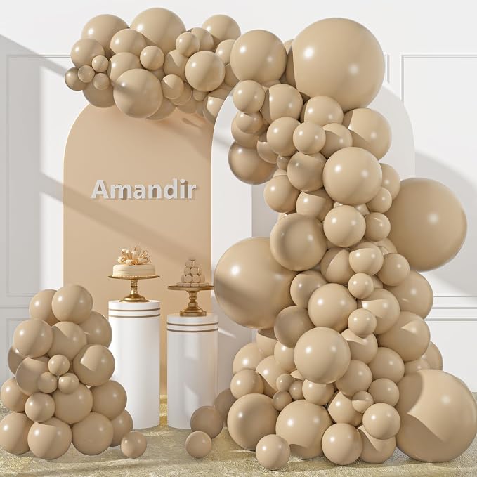 Amandir 153pcs Light Brown Balloons Arch Garland Kit Different Sizes | 18 12 10 by Amandir