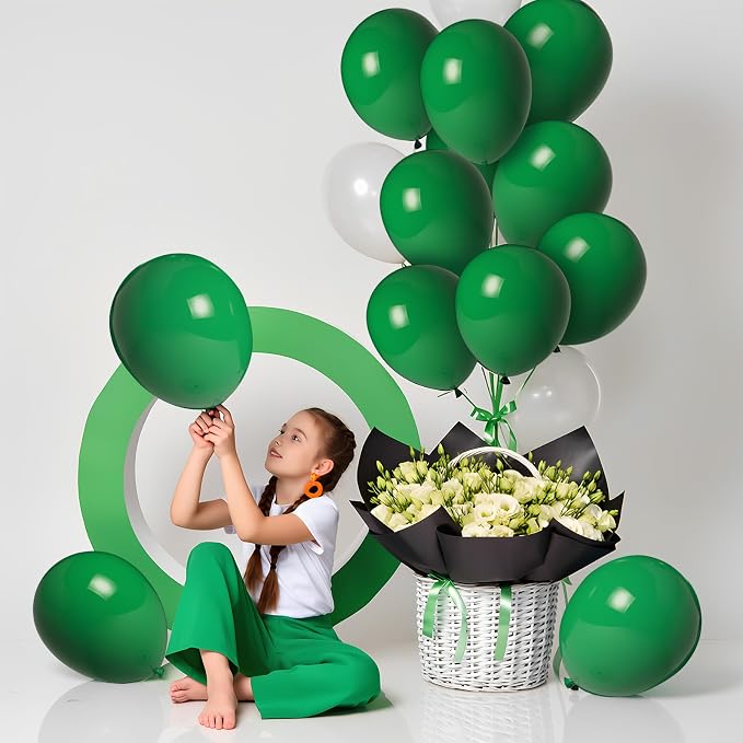 Dark Green Balloons 100 Pack 12 Inch Forest Green Extra Thick Latex Party - Image 3