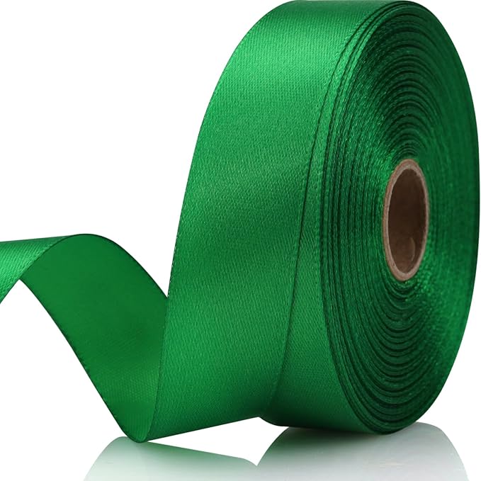 7/8 Inch 30 Yards Green Satin Craft Ribbon-Single Face Polyester Ribbon by Unknown