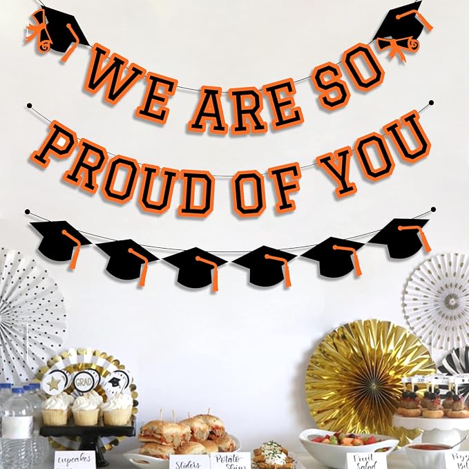 We Are So Proud Of You Banner Graduation Party Decorations Congrats Grad Cap - Image 3