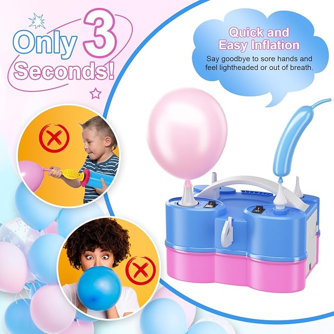 Electric Balloon Pump, Dagelar 3-in-1 Portable Air Balloon Pump - Image 3
