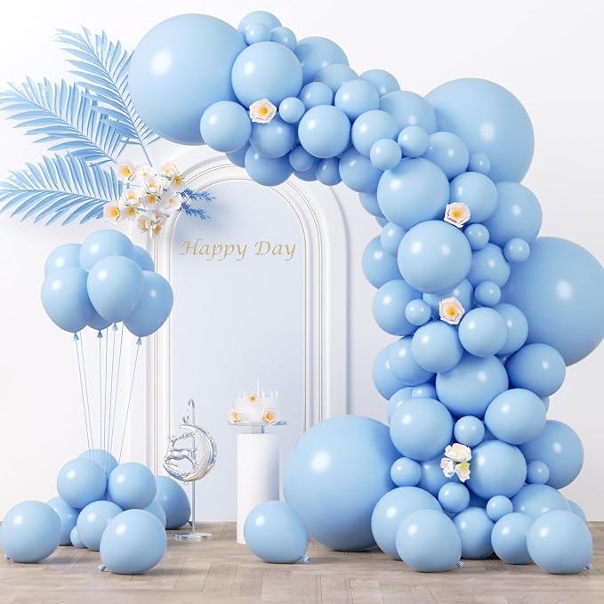 Voircoloria 130pcs Light Blue Balloons Garland Arch Kit, 18 12 10 5 Inch | by Voircoloria