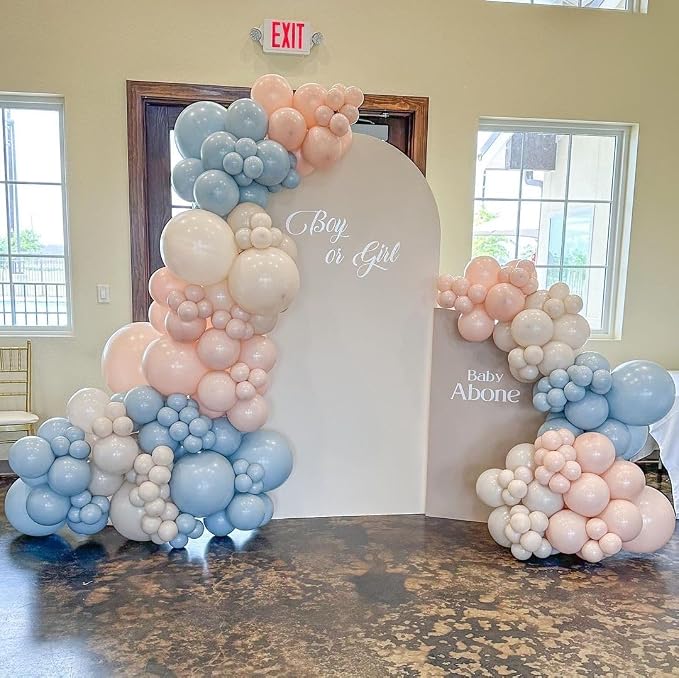 Gender Reveal Balloons Garland Kit, Dusty Pink Blue Sand White | Dusty Pink and - Image 6