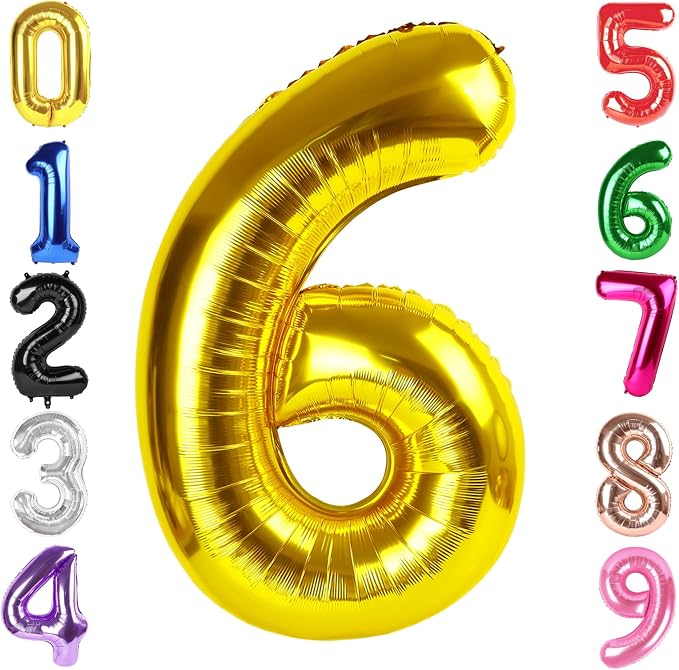 40 Inch Gold Number 6 Balloon Birthday Party Decorations by Hadoife