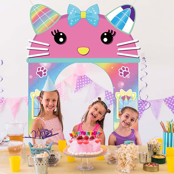 Cat House Themed Party Door Decorations Cute Cartoon Doll Cat Porch Banner | - Image 5