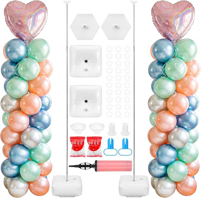 Balloon Column Stand Set of 2, Reusable Telescopic Metal Poles by Unknown