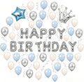 Blue Silver White Adult Birthday Balloon Garland Decor Kit | Easy DIY party by Unknown