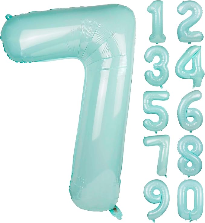 Macaron Blue Number 7 Balloon 40in Large Helium Foil Polyester Film Balloon | by Exquisitehighqualitypartydecorationstomeetyoureveryneed%EF%BC%81