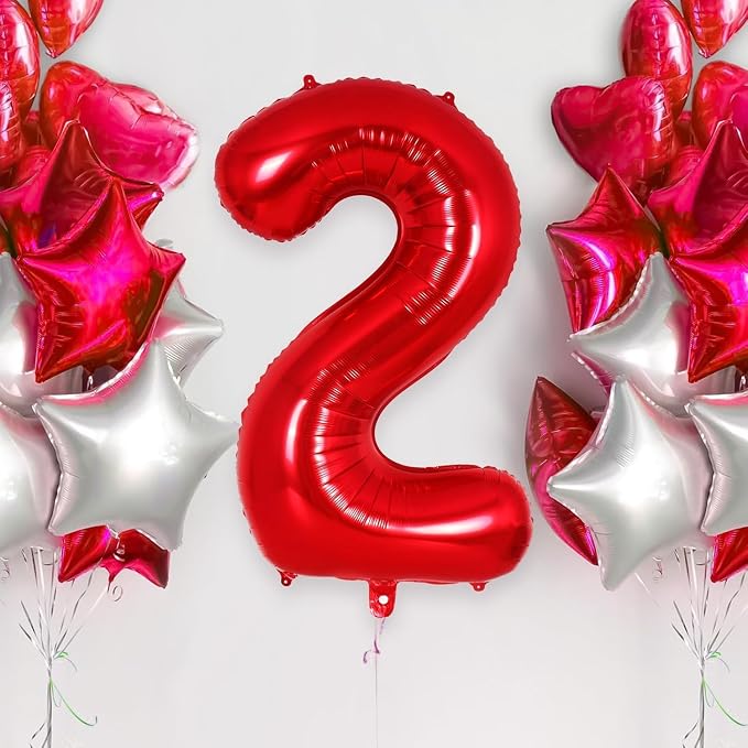 Red Number 25 Balloons, 40 Inch Big Large Foil Number Balloons, Jumbo Giant - Image 3