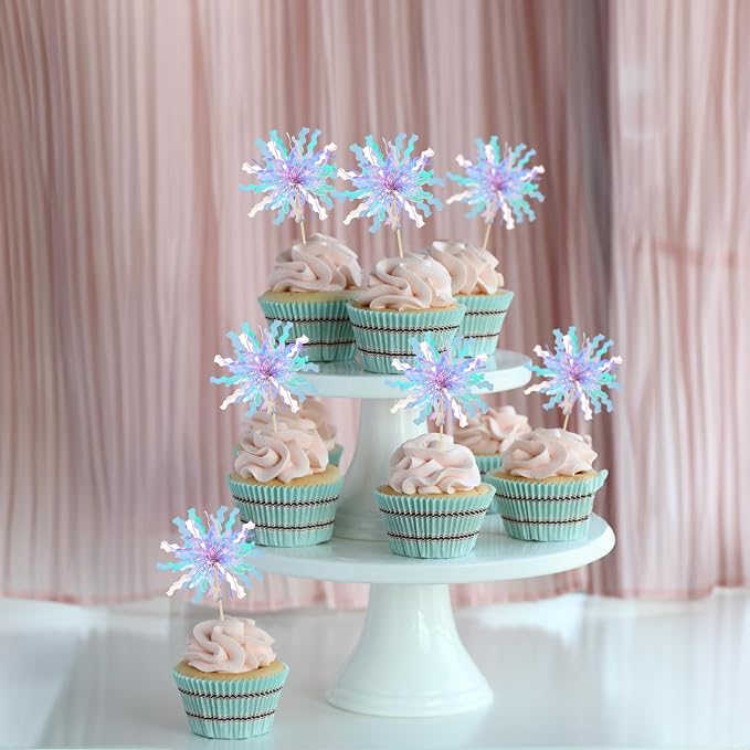 Gyufise 20Pcs Foil Firework Cupcake Toppers Happy Birthday Cake Toppers Sparkle - Image 7