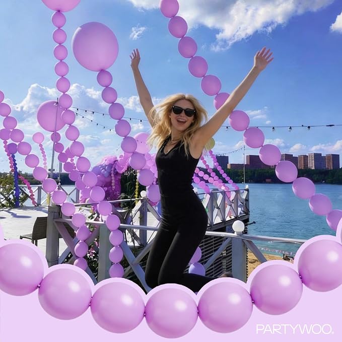 PartyWoo Lavender Linking Balloons 100pcs 6 Inch Purple Link Balloons | - Image 7