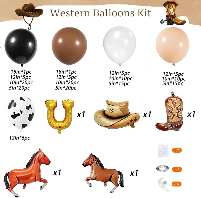 170pcs Western Cowboy Balloon Garland Arch Kit - Image 3