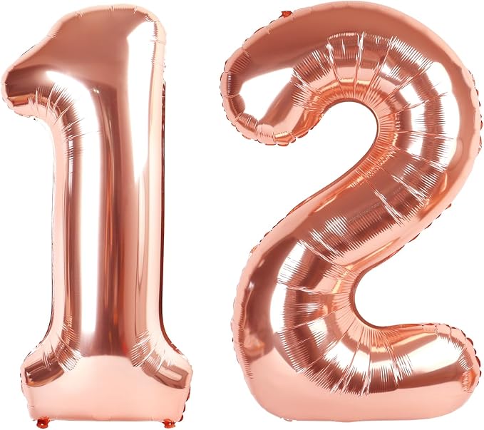 Balloons Number 40 Inch Rose Gold 12 Balloon by Mluchee