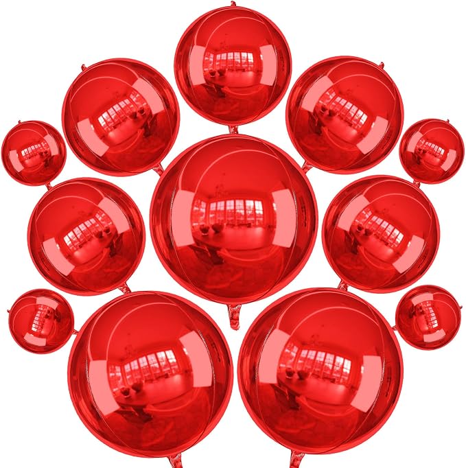 HILAVO 12PCS Red Round Foil Balloons - Image 2