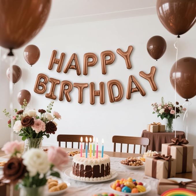 CANREVEL Happy Birthday Banner Decorations + Sign Balloons, Chocolate | 13pcs - Image 5