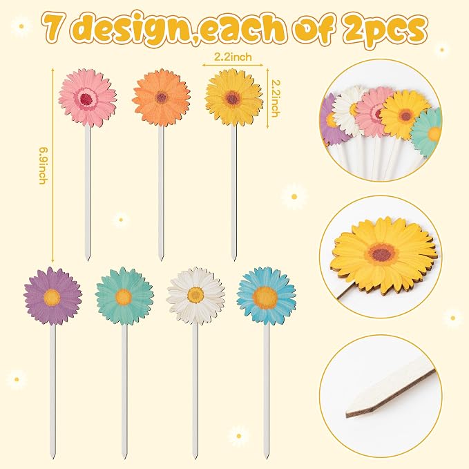 TICIAGA Spring Sunflower Wooden Picks - Image 2
