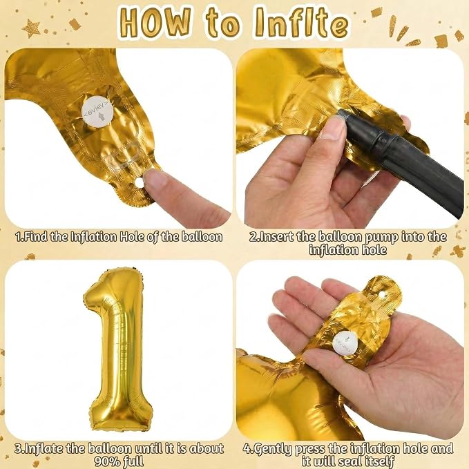 Gold Number 1 Balloon 40 Inch, Shiny Foil Decor - Image 5