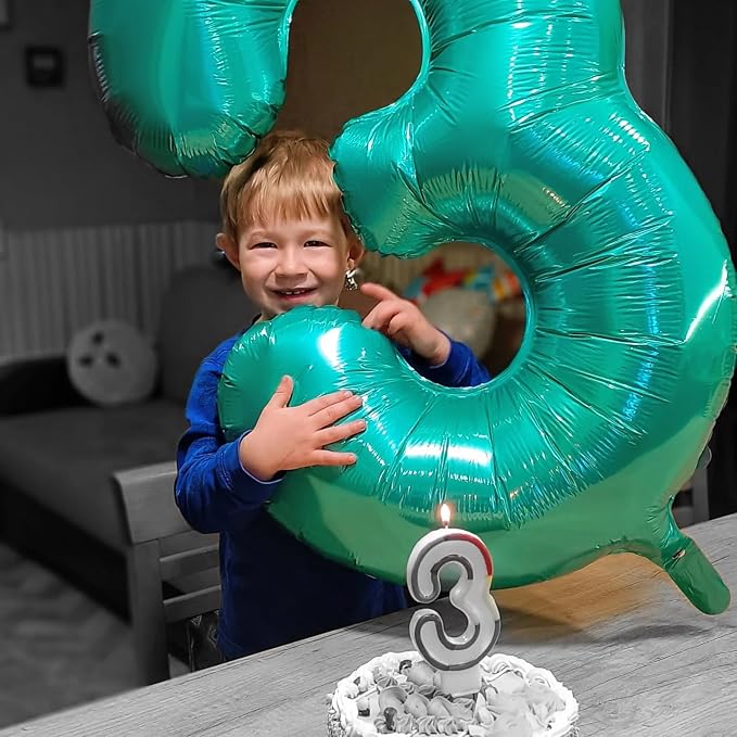 1 Balloon - Teal Birthday Number Balloons, 40 Inch Decorations Men Women | Teal - Image 8