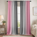 Pink Curtains 84 Inch Length 2 Panel Set Pink and Grey Ombre Curtains by XFLINGBAO