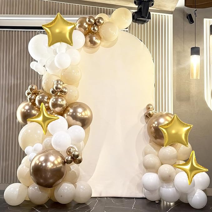 White And Gold Balloons, Fireworks Printed Balloon Star Foil Balloon - Image 6