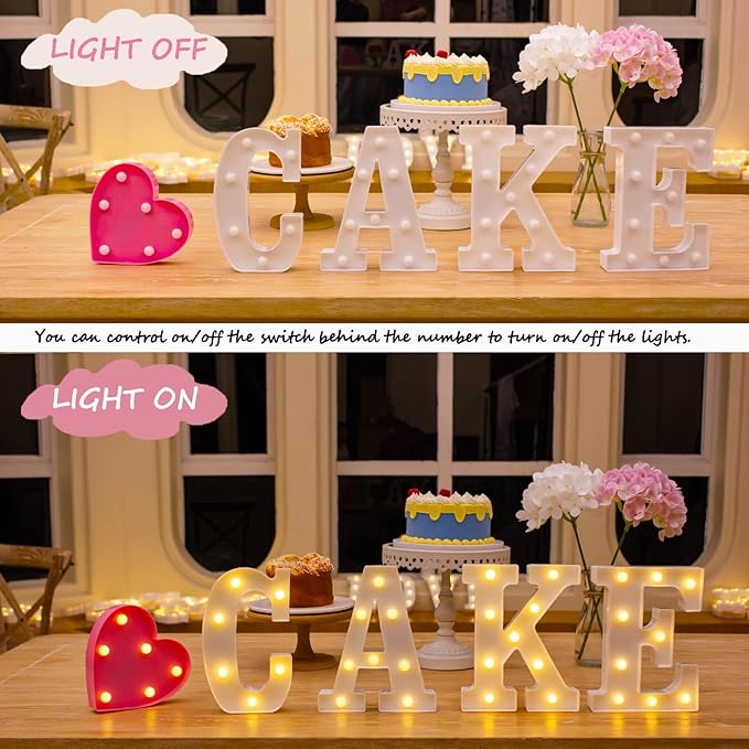 Led Light Up Letters, Led Marquee Letter Lights Love Sign, Decorative Numbers Light, Battery Powered Letter Sign Lights for Love Decor-Warm White