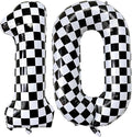 Number 10 Checkered Balloons 40 Inch Giant Race Car Checkered 10 Number Balloons by LHOAVWE